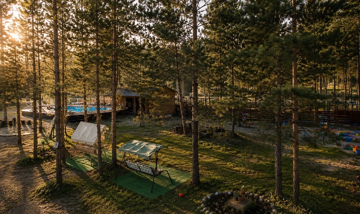 Бассейн и территория базы